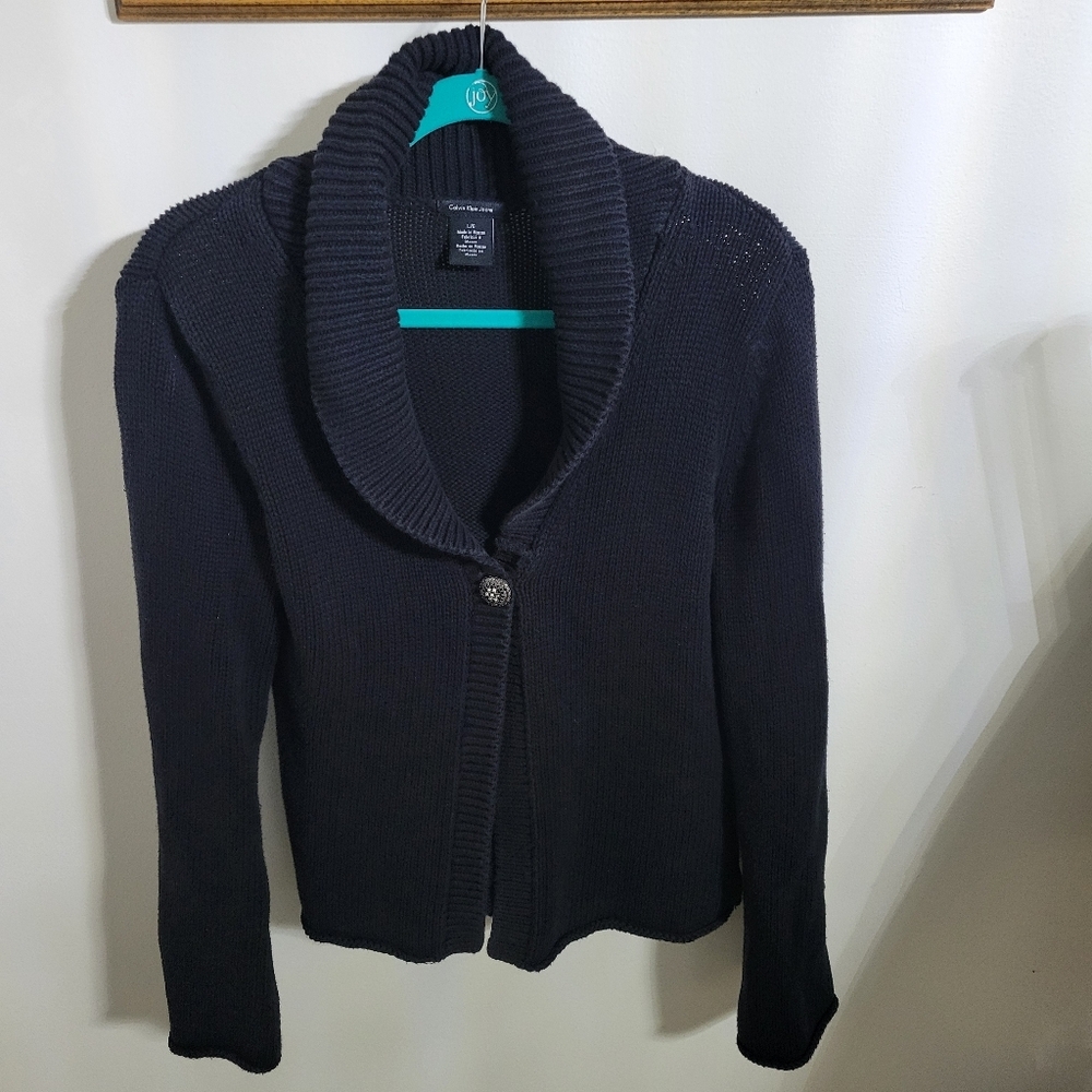 Calvin Klein Jeans Embellished Butto  Knit Cardigan, Size L